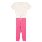 Conjunto Infantil Menina, Blusa Cadarço MM Off E Legging Rosa Conjunto Infantil Menina, Blusa Cadarço MM Off E Legging Rosa