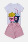 Conjunto Infantil Menina Blusa Canelada e Short Rosa - Destak