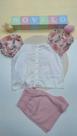 Conjunto Infantil Menina Blusa com Laço e Short Milon Cor:Off WhiteTamanho:8