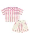 Conjunto Infantil Menina Blusa Cropped E Short Corações Rosa Cinti Conjunto Infantil Menina Blusa Cropped E Short Corações Rosa Cinti