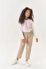 Conjunto Infantil Menina Blusa Cute E Calça Bege Mundo Cinti