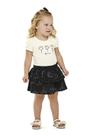 Conjunto Infantil Menina Blusa e Saia Floral Elian Bege 3