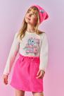 Conjunto Infantil Menina Blusa E Saia Veludo Rosa Neon Mundo Cinti