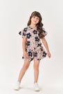 Conjunto Infantil Menina Blusa E Short Flores Off White Mundo Cinti