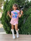 Conjunto Infantil Menina Blusa e Short Saia Stitch Verão