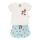Conjunto Infantil Menina Blusa e Short Xadrez Tomatinhos Jaca Lelé
