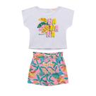 Conjunto Infantil Menina, Blusa Em Cotton Com Estampa E Botões Nas Costas, Shorts Clorchard E Cadarço Funcional - Rosa Conjunto Infantil Menina, Blusa Em Cotton Com Estampa E Botões Nas Costas, Shorts Clorchard E Cadarço Funcional - Rosa