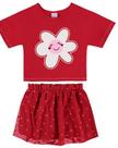Conjunto Infantil Menina Blusa em Meia Malha Saia em Tule Light com Short por baixo - Malwee Kids