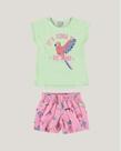 Conjunto Infantil Menina Blusa It s Cool To Be Kind e Short Verde Malwee