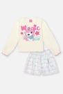 Conjunto Infantil Menina Blusa Magic E Short Azul Mundo Cinti