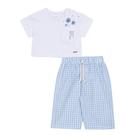 Conjunto Infantil Menina Blusa/Pantacourt Azul Nini &amp Bambini