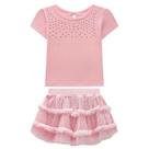 Conjunto Infantil Menina Blusa/Saia Tule Rosa Somnii