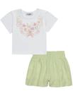 Conjunto Infantil Menina Blusa Trabalhada E Short Em Linho Coleção Mimos Kukiê 85825