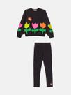 Conjunto Infantil Menina Blusão Jardim/Calça Bimbi Preto