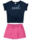 Conjunto Infantil Menina Cool Blusa em Meia Malha Shorts em Moletom com Brilho - Malwee Kids