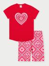 Conjunto Infantil Menina Coração Vermelho Abrange
