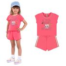 Conjunto Infantil Menina Cropped E Short Gatinha Boca Grande