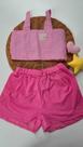 Conjunto Infantil Menina Cropped em Tecido Eco e Shorts em Malha Cor:RosaTamanho:10 Conjunto Infantil Menina Cropped em Tecido Eco e Shorts em Malha Cor:RosaTamanho:10