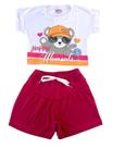 Conjunto Infantil Menina Cropped Estampa Ursinho Shorts