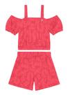 Conjunto Infantil Menina Cropped/Shorts Malha Rosa -Brandili