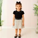 Conjunto Infantil Menina Elegante 4 a 10 anos Saia Viscose e Blusa Gola Boneca Preto