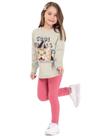 Conjunto Infantil Menina em Casaco Moletom peluciado e Legging Cotton Gato Unicórnio 2 peças Tam 4 a 14 - Fakini Forfun