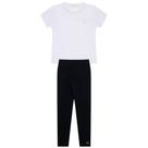 Conjunto Infantil Menina Em Cotton, Blusa Básica Branca E Legging Preto