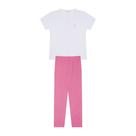 Conjunto Infantil Menina Em Cotton, Blusa Básica Branca E Legging Rosa