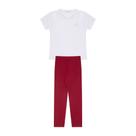 Conjunto Infantil Menina Em Cotton Blusa Básica Branca e Legging Vermelho