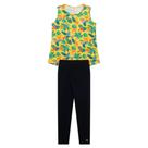 Conjunto Infantil Menina Em Cotton, Regata Amarela E Legging Preto