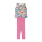 Conjunto Infantil Menina Em Cotton, Regata Flores Rosa E Legging Rosa Conjunto Infantil Menina Em Cotton, Regata Flores Rosa E Legging Rosa