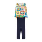 Conjunto Infantil Menina Em Cotton, Regata Frutas E Legging Azul Marinho Conjunto Infantil Menina Em Cotton, Regata Frutas E Legging Azul Marinho