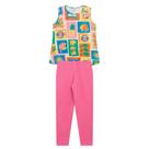 Conjunto Infantil Menina Em Cotton, Regata Frutas E Legging Rosa