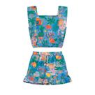 Conjunto Infantil Menina Em Viscose, Blusa Com Lastex Nas Costas, Shorts Com Cadarço Funcional - Azul Conjunto Infantil Menina Em Viscose, Blusa Com Lastex Nas Costas, Shorts Com Cadarço Funcional - Azul