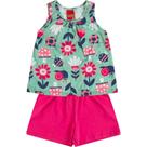 Conjunto Infantil Menina Estampado Blusa Regata E Short Kyly