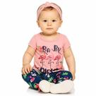 Conjunto Infantil Menina Flamingos Rosa/Azul Marinho