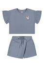 Conjunto Infantil Menina Flor Bordado Colorittá Azul 8