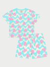 Conjunto Infantil Menina Heart Shapes Azul Abrange