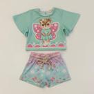 Conjunto Infantil Menina Infanti Blusa e Shorts Borboletas Floral Moda Premium