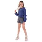 Conjunto Infantil Menina Inverno Anjo Blusa em Algodão e Shorts em Viscose - Azul/Mescla