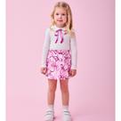 Conjunto Infantil Menina Inverno de Inverno Blusa e Shorts Off White/Rosa - Momi