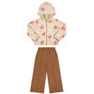 Conjunto Infantil Menina Inverno Jaqueta Reversível Corta Vento Com Pêlo Fleece E Calça Flaire Moletom Tricô - Angerô