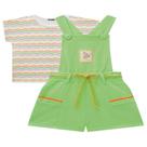 Conjunto Infantil Menina Kukie Blusa E Jardineira Neon