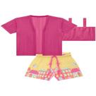 Conjunto Infantil Menina Kukie Trio Kimono Blusa E Short