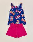 Conjunto Infantil Menina Kyly Blusa e Shorts Moletom 4 Cores Verão Moda Kids