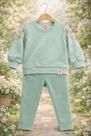 Conjunto infantil menina moletom Kely kety flores verde