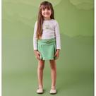Conjunto Infantil Menina Momi Blusa e Short-Saia Off White/Verde
