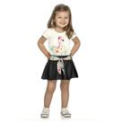 Conjunto Infantil Menina Pássaro Blusa e Shorts-Saia Elian