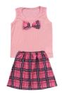 Conjunto Infantil Menina Regata e Saia Xadrez - Destak