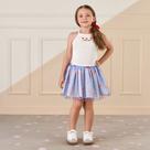 Conjunto Infantil Menina Regata/Saia Tule Cereja Mon Sucré